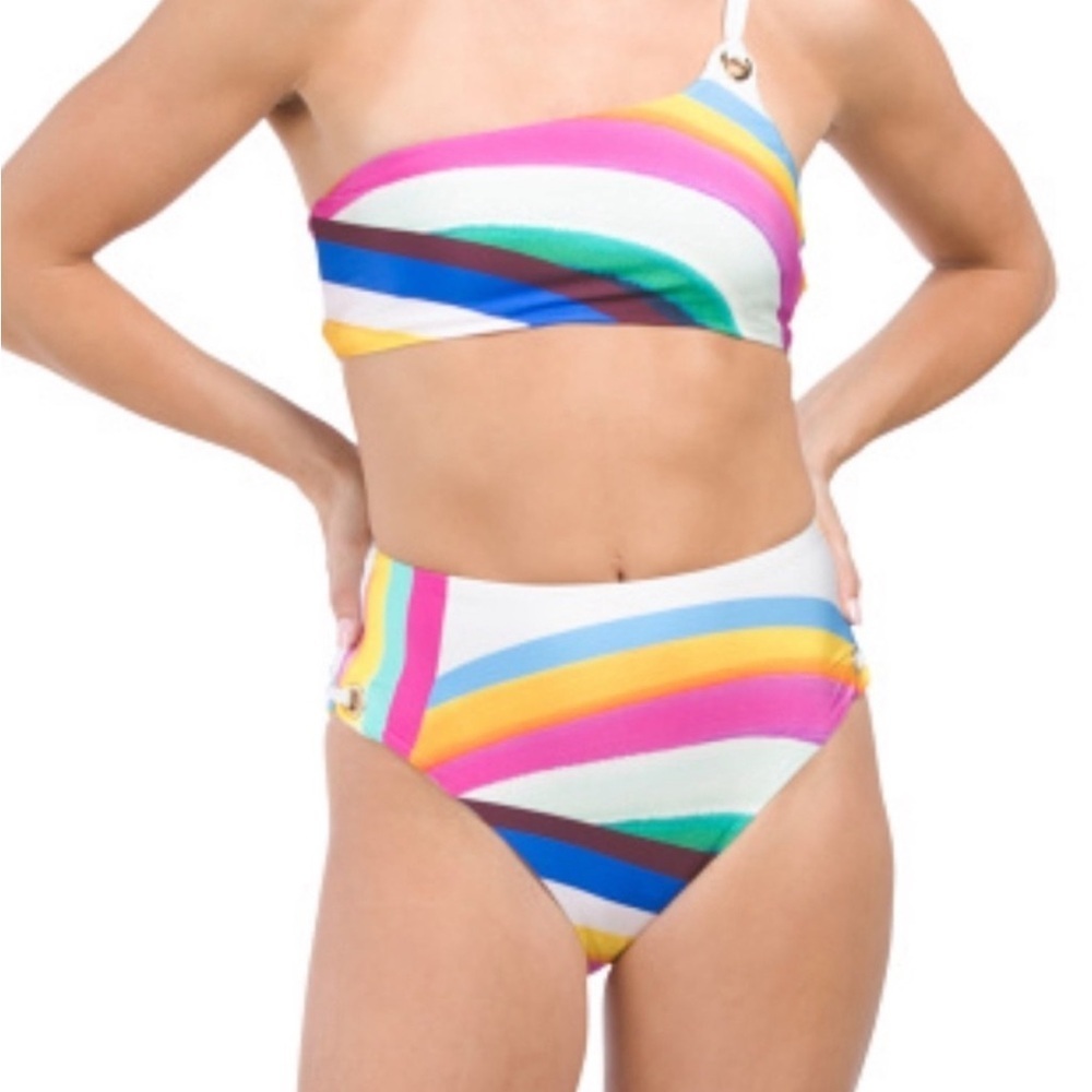 SUNSHINE 79 Rainbow One Shoulder Bikini Set Size 10 - Picture 6 of 16